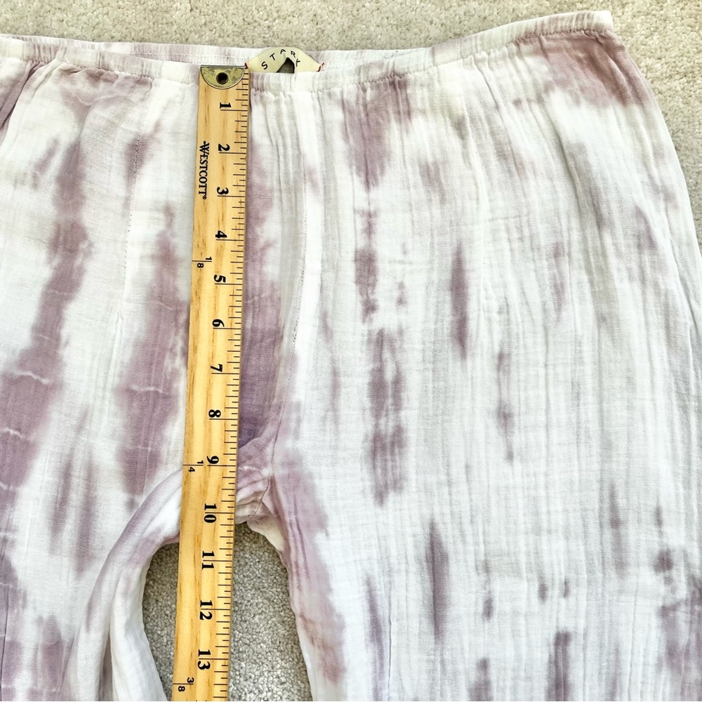 STARK X PURPLE/WHITE SIDE SLIT PANTS SIZE MEDIUM BOHO CHIC BEACH SUMMER - Picture 9 of 11